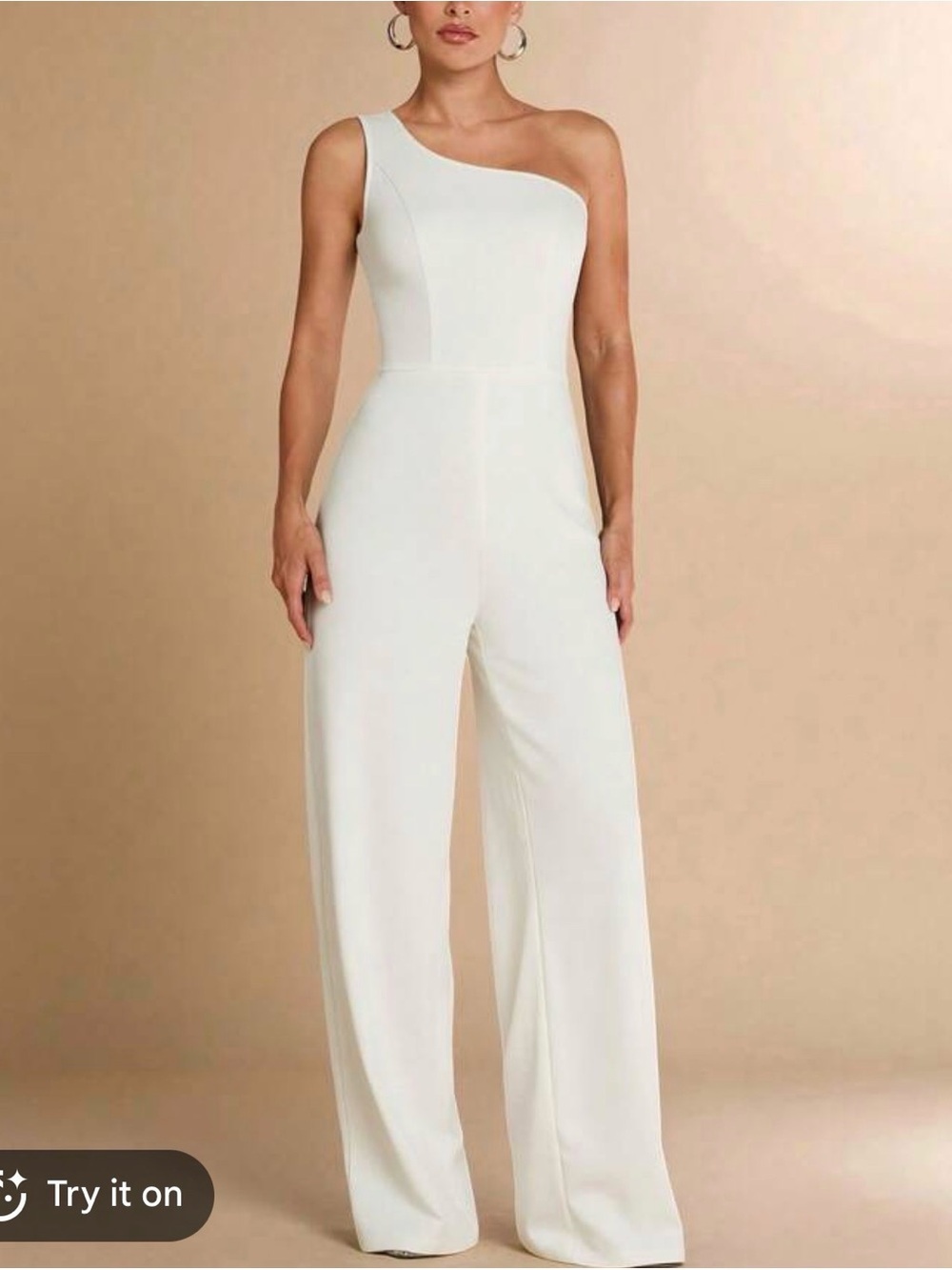 One-Shoulder White Wide-Leg Jumpsuit